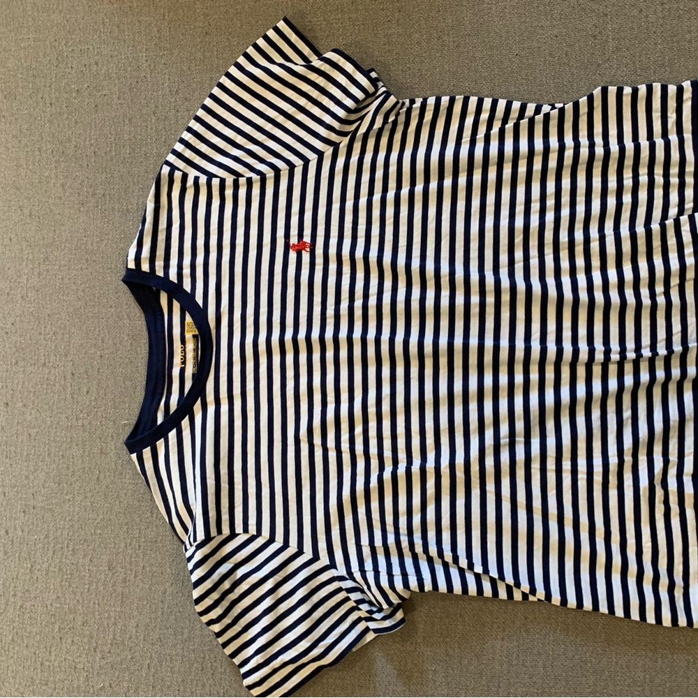 Polo Ralph Lauren Navy and White Striped Tee